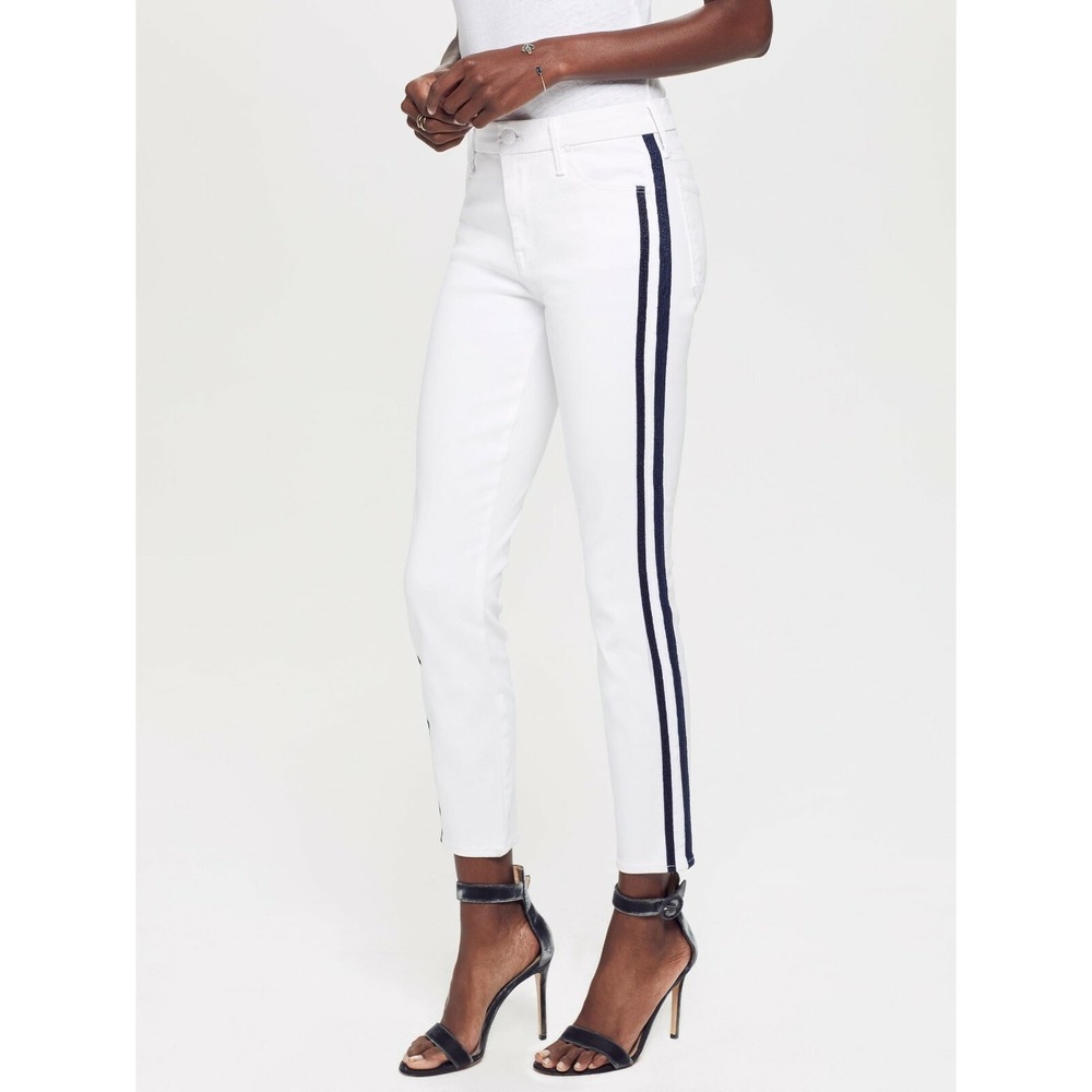 NWT Mother The Looker Ankle Skinny Glass Slipper Racer White Jeans Size 24 $228